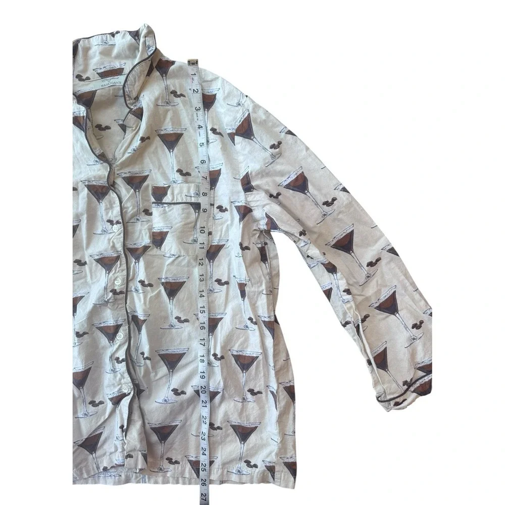 2Pc Espresso Martini‎ Pajamas by Crafted by Mahogany 100% Cotton Women's Large